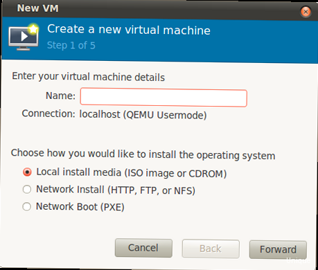 Как использовать KVM виртуализацию? - Screenshot of virt-manager GUI or command line creation of a VM.