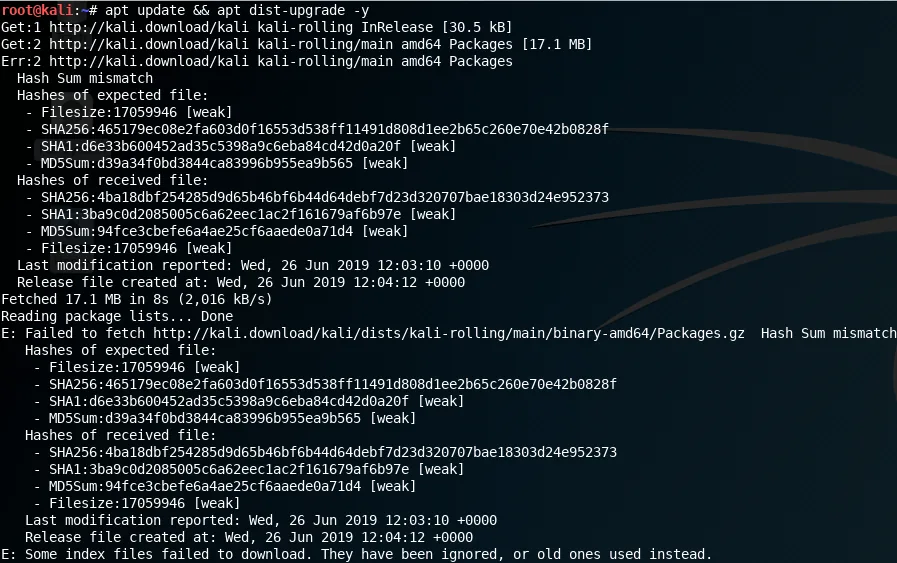 YUM Error: Hash Sum Mismatch in Debian 10