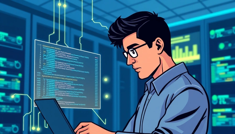 A system administrator expertly analyzing digital log data on a holographic interface in a server room.