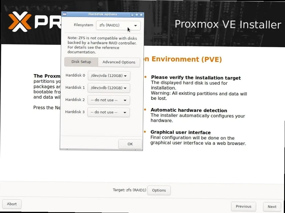 Как создать виртуальную машину на Proxmox VE? - Окно выбора сетевого интерфейса в Proxmox VE при создании виртуальной машины