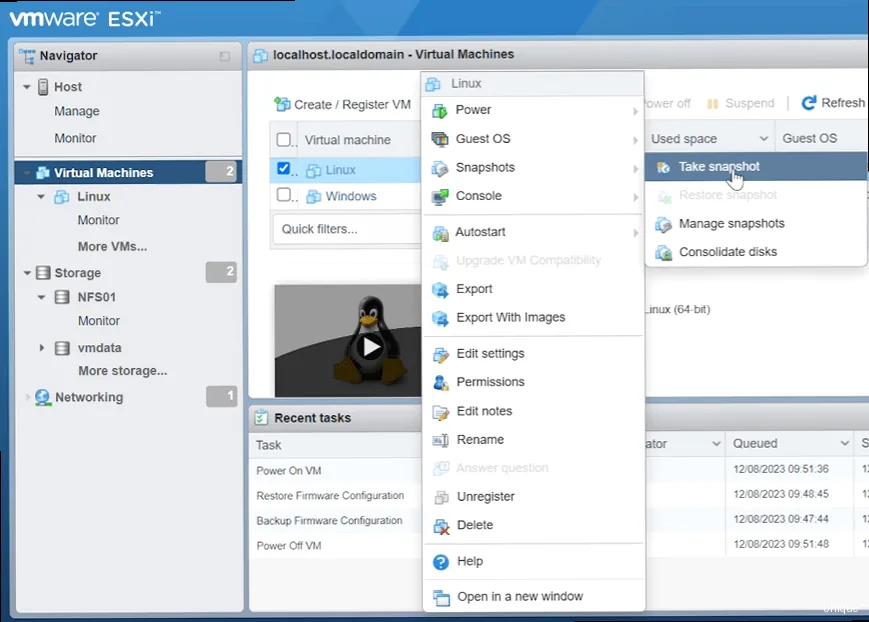 How to set up virtual machine backups? - Show an example of creating a snapshot using lvcreate, and explain how the snapshot tracks changes.