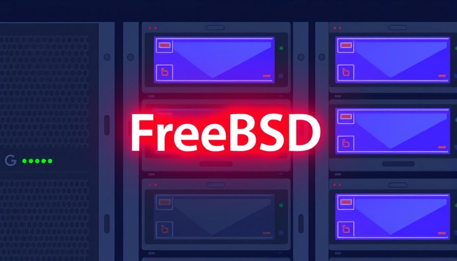 A server rack with a glowing FreeBSD daemon logo on a screen, symbolizing the installation of FreeBSD on a VPS.