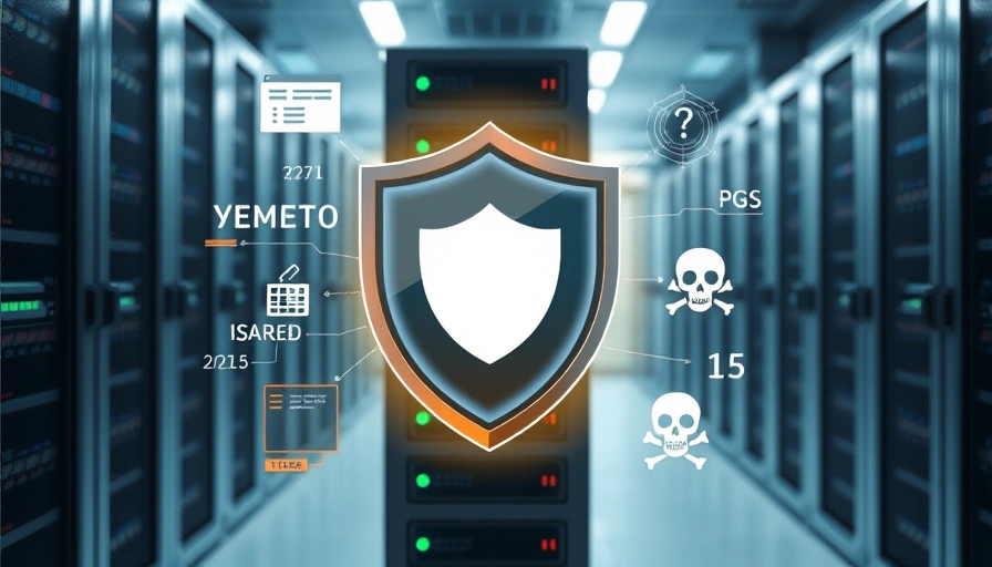 A multi-layered digital shield protecting a server rack from various malicious script icons, symbolizing comprehensive server security.