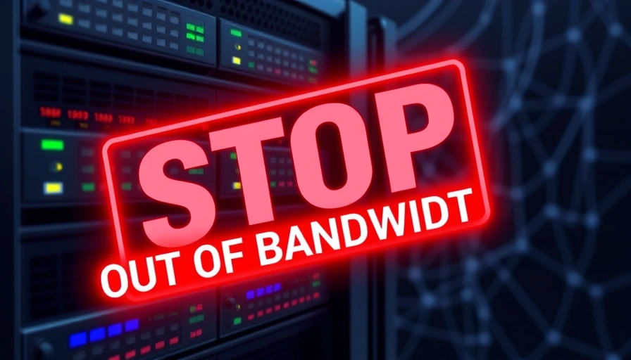 A server rack with a red 'STOP' sign, indicating a critical alert about depleted bandwidth.