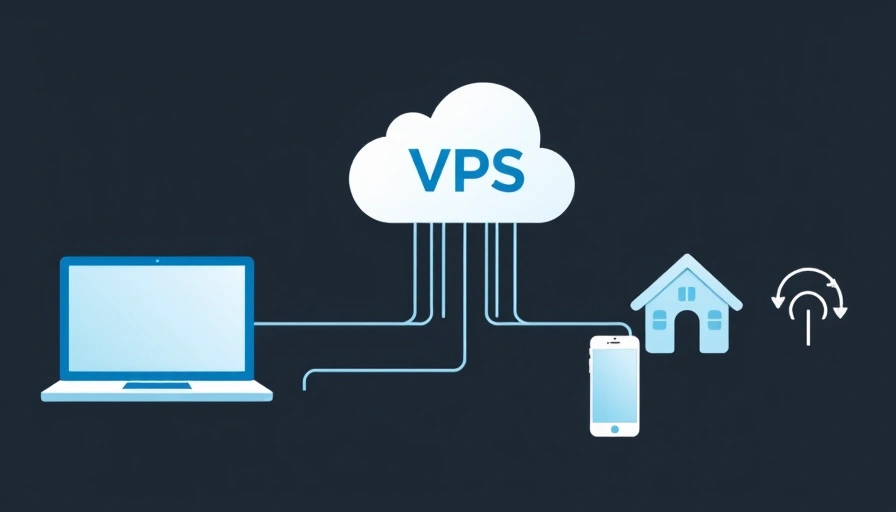 A cloud icon representing a VPS connected to multiple devices, symbolizing remote data storage and access.