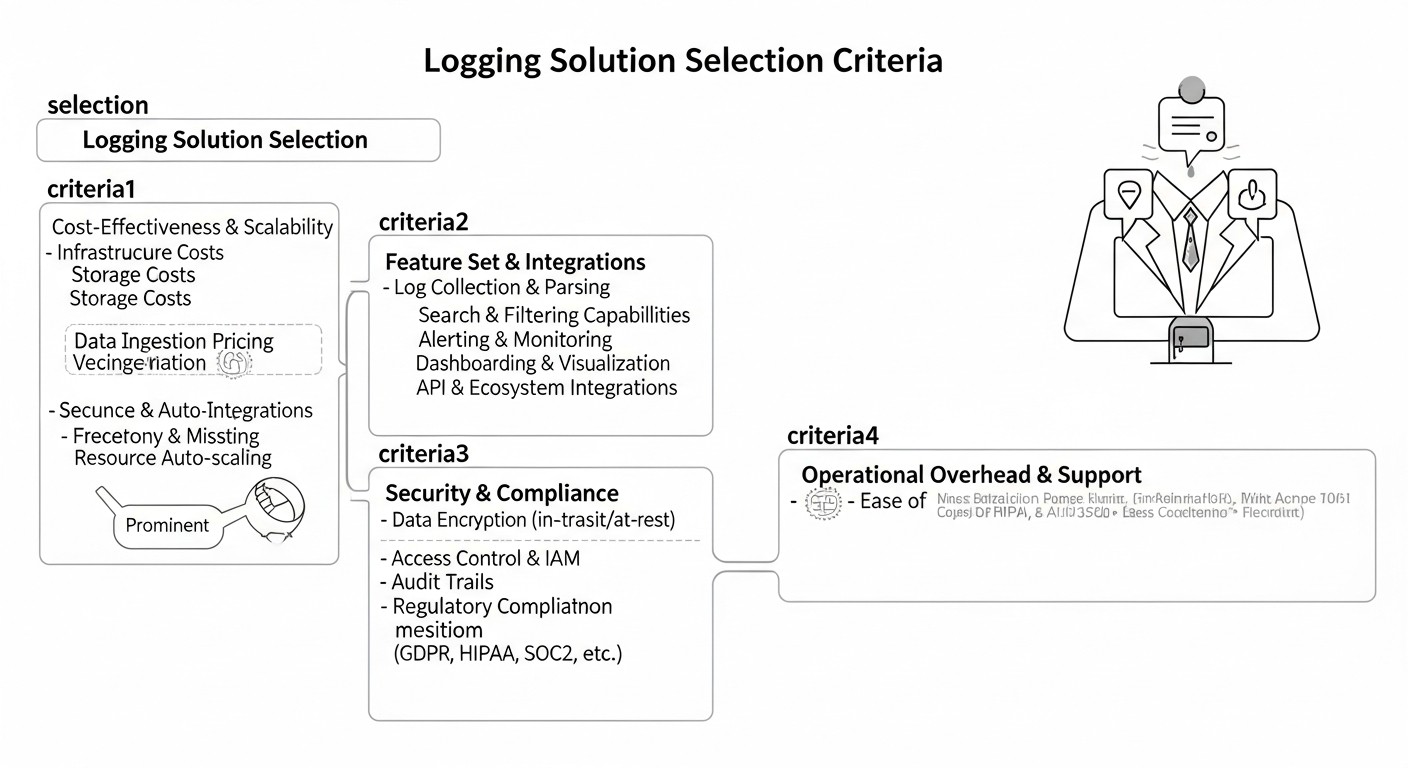 Схема: Основные критерии и факторы выбора решения для логирования