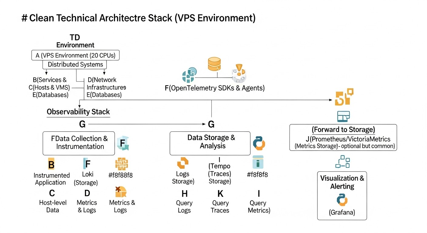 Diagram: Detailed Overview of OpenTelemetry, Loki, and Tempo