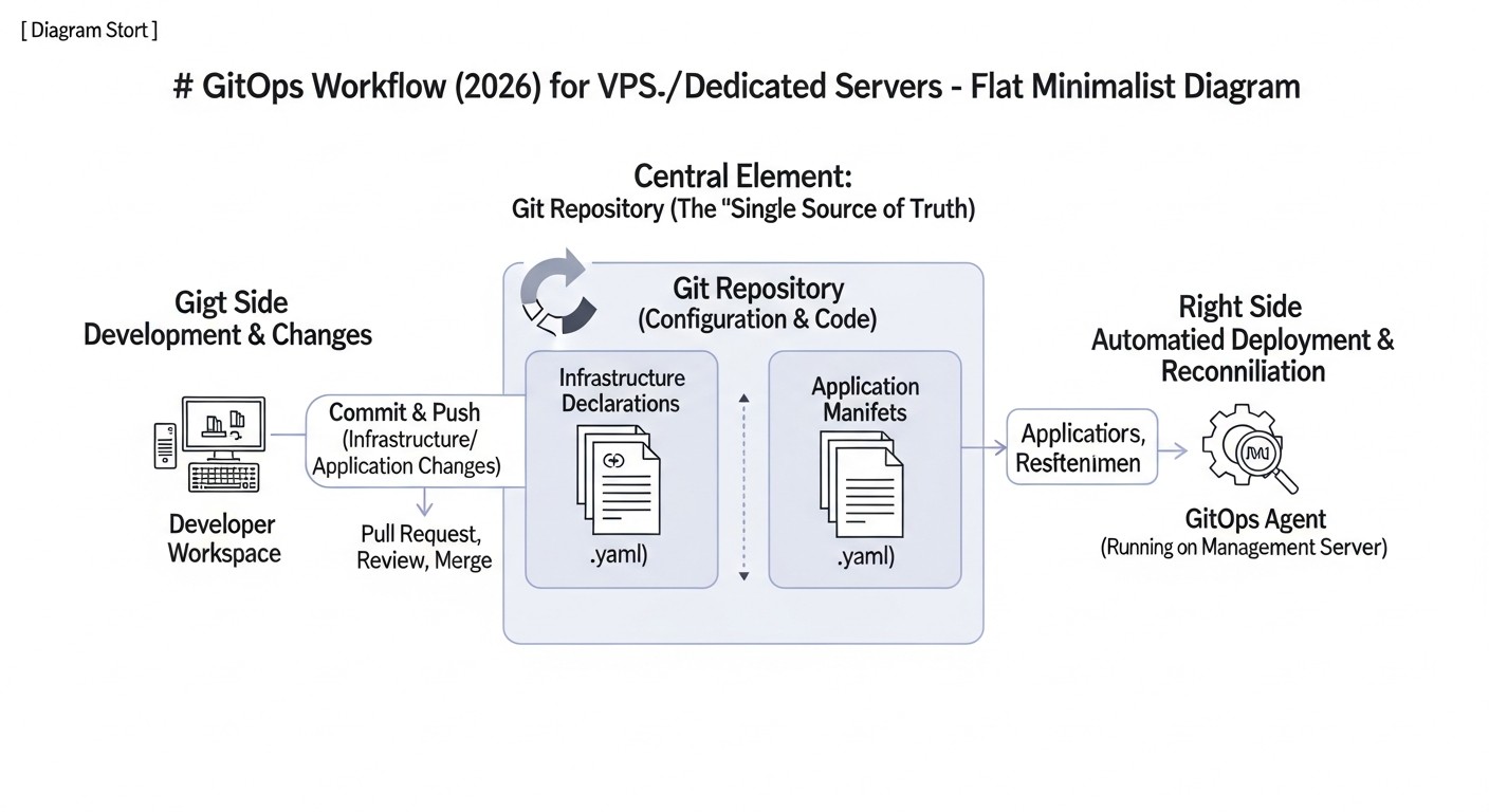 Схема: Введение: GitOps в эпоху VPS/Dedicated 2026